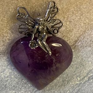 Beautiful Amethyst Gemstone -Sterling FAIRY Pendant